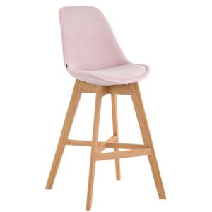 Barová židle Cannes ~ samet, dřevěné nohy natura Barva Ružová