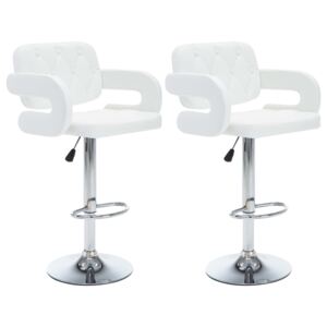 Otočné barové židle z umělé kůže 2 ks - bílé | 54x58x115 cm