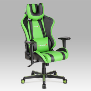Artium Kancelářská židle, zelená+černá ekokůže, houpací mech., plastový kříž - KA-V609 GRN