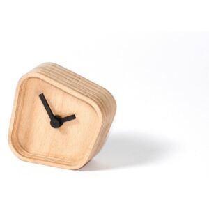 Stolní hodiny Uneven XS, bukové dřevo, černé ručičky