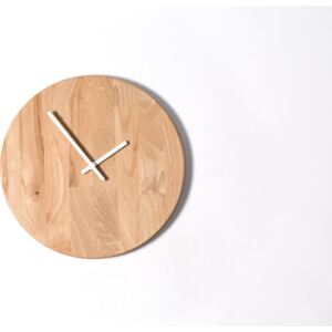 Nástěnné hodiny Pure S, bukové dřevo, bílé ručičky