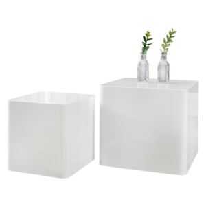 Moebel Living Set dvou bílých odkládacích stolků Lennox 40/30 cm