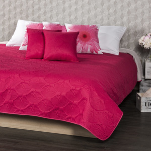 Přehoz na postel Doubleface růžová/šedá,, 240 x 220 cm, 2x 40 x 40 cm