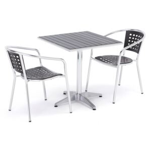 AJ Produkty Zahradní sestava: čtvercový stůl + 2 černé židle