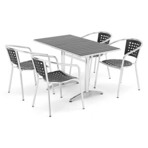 AJ Produkty Zahradní sestava: stůl 1200x700 mm + 4 židle, černé