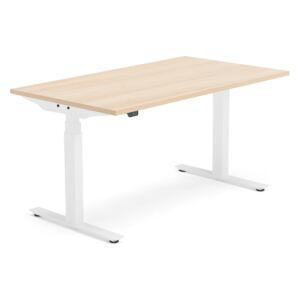 AJ Produkty Výškově nastavitelný stůl Modulus, 1400x800 mm, bílý rám, dub