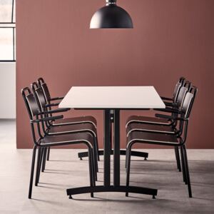 AJ Produkty Jídelní set Sanna + Frisco, 1 stůl a 6 černých židlí