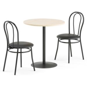 AJ Produkty Jídelní set Astrid + Mirabel, 1 stůl a 2 černé židle