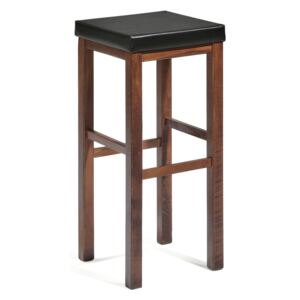 AJ Produkty Barová stolička Lawton, 750 mm, ořech, černá koženka