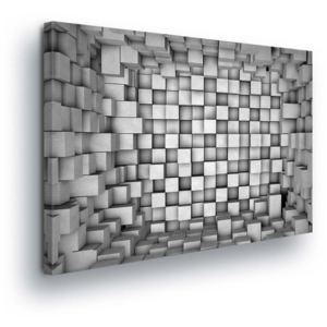 GLIX Obraz na plátně - Šedá Stěna Kostky v 3D 100x75 cm