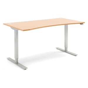 AJ Produkty Výškově nastavitelný stůl Flexus, vykrojený, 1600x800 mm, buk