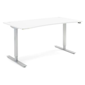 AJ Produkty Výškově nastavitelný stůl Flexus, vykrojený, 1600x800 mm, bílá