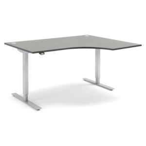 AJ Produkty Výškově nastavitelný stůl Flexus, rohový, 1600x1200 mm, šedá