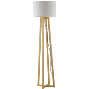 I-BERRY-PT stojací lampa 1xE27 dřevěný podstavec a textilní stínidlo