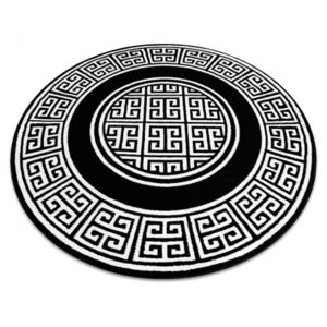 Moderní kulatý koberec GLOSS 6776 85 Řecký vzor černý / slonová kost Rozměr: průměr 120 cm