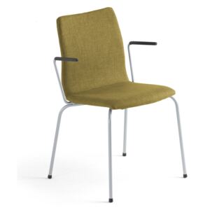 AJ Produkty Konferenční židle Ottawa, s područkami, olivově zelený potah, šedá