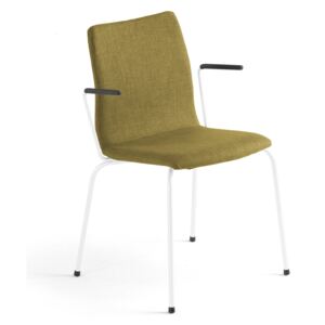 AJ Produkty Konferenční židle Ottawa, s područkami, olivově zelený potah, bílá