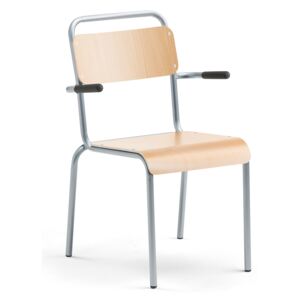 AJ Produkty Jídelní židle Frisco, s područkami, hliníkově šedý rám, HPL buk