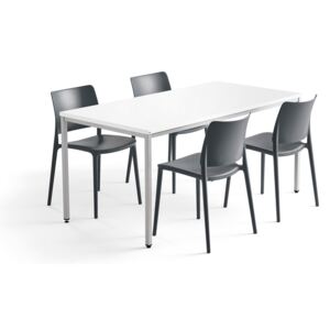 AJ Produkty Jídelní sestava Modulus + Rio, 1 stůl 1600x800 mm + 4 antracitové židle