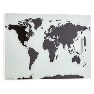 AJ Produkty Nástěnná mapa světa, popisovatelná, magnetická, 800x500 mm, černá/bílá