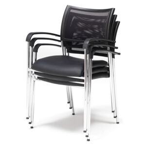 AJ Produkty Konferenční židle Toronto, černá koženka, černá síťovina, chrom