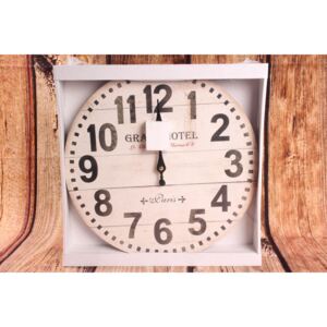 Dřevěné nástěnné hodiny "GRAND HOTEL" (p. 33cm) moderní stylu