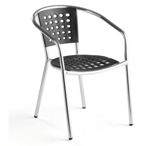 AJ Produkty Zahradní židle s područkami, černá, hliník