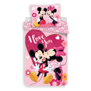 Povlečení Ourbaby Mickey and Minnie 130x100 + 60x40 cm růžová