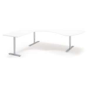 AJ Produkty Rohový stůl Adeptus, levý, 2200x2000 mm, bílá, stříbrná