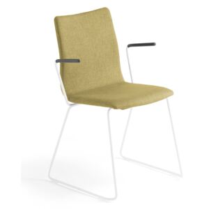 AJ Produkty Konferenční židle Ottawa, s područkami, olivově zelený potah, bílá