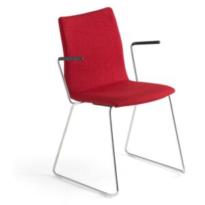 AJ Produkty Konferenční židle Ottawa, s područkami, červený potah, chrom