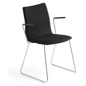 AJ Produkty Konferenční židle Ottawa, s područkami, černý potah, chrom