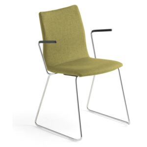AJ Produkty Konferenční židle Ottawa, s područkami, olivově zelený potah, chrom
