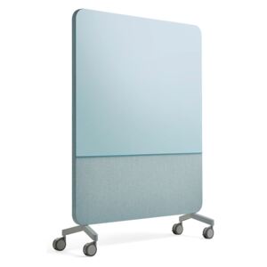 AJ Produkty Skleněná tabule s akustickým panelem, pojízdná, 1500x1960 mm, světle modrá