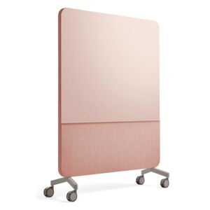 AJ Produkty Skleněná tabule s akustickým panelem, pojízdná, 1500x1960 mm, růžová