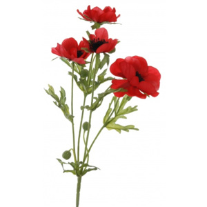 Animadecor Umělá květina - Sasanka červená x4