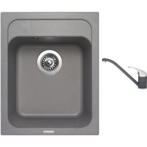 Granitový dřez Sinks CLASSIC 400 Titanium + Dřezová baterie Sinks CAPRI 4 Titanium