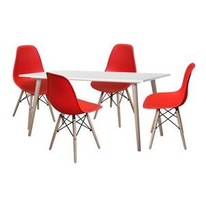 OVN jídelní set IDN 4473 stůl + 4 židle červené