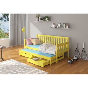 Expedo Dětská postel AMINA + matrace, 80x180/80x170, žlutá