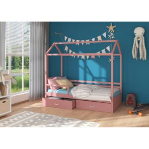Expedo Dětská postel ROSIE se zábranou + matrace, 80x180, růžová