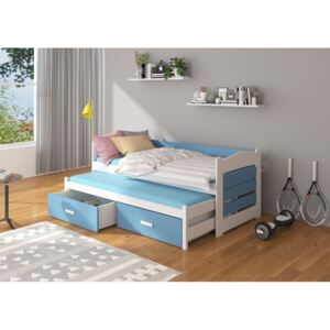 Expedo Dětská postel ELIZABETH + 2x matrace, 80x180/80x170, bílá/modrá