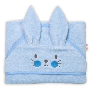 Baby Nellys Froté osuška s kapucí 80 x 80 cm Bunny - modrá
