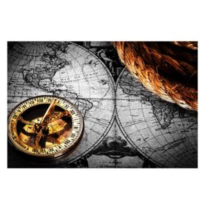 Historický obraz mapy světa a kompasu (K011365K9060)