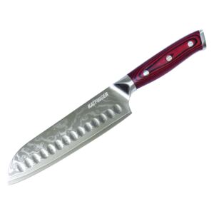 KATFINGER | Damaškový nůž Santoku 7" (17,8) | červený | KF202