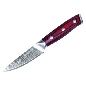 KATFINGER | Damaškový nůž na zeleninu 3,5" (8,9cm) | červený | KF207