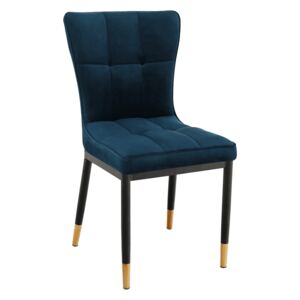 TEMPO Designová jídelní židle, petrolejová Velvet látka, EPONA