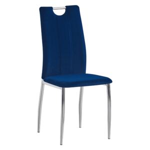 TEMPO Jídelní židle, modrá Velvet látka / chrom, OLIVA NEW