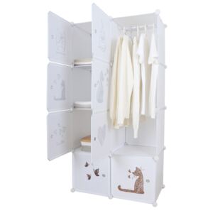 TEMPO Dětská modulární skříň, bílá / hnědý vzor, KIRBY