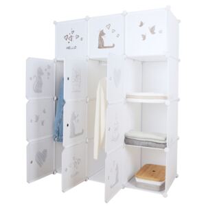 TEMPO Dětská modulární skříň, bílá / hnědý dětský vzor, Kitaro