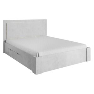 Tempo Kondela Manželská postel 160x200cm, úložný prostor, šedý beton, ALDEN